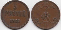 Finnland - Finland 5 Penniä Alexander II. von Russland 1855-1881 -