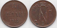Finnland - Finland 5 Penniä Nikolaus II. von Russland 1894-1917 -