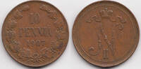 Finnland - Finland 10 Penniä Nikolaus II. von Russland 1894-1917 -