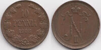Finnland - Finland 10 Penniä Nikolaus II. von Russland 1894-1917 -
