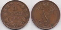 Finnland - Finland 10 Penniä Nikolaus II. von Russland 1894-1917 -
