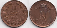 Finnland - Finland 10 Penniä Nikolaus II. von Russland 1894-1917 -