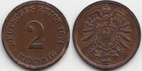 Kaiserreich kleiner Adler - Kupfer 2 Pfennig 1874 C vorzüglich+ - kleine Schrötlingsfehler