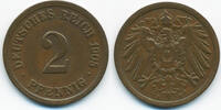 Kaiserreich großer Adler - Kupfer 2 Pfennig 1905 F sehr schön