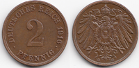 Kaiserreich 2 Pfennig großer Adler - Kupfer -