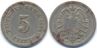 Kaiserreich kleiner Adler - Kupfer/Nickel 5 Pfennig 1888 F schön - fleckig