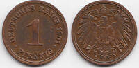 Kaiserreich großer Adler - Kupfer 1 Pfennig 1901 D sehr schön/vorzüglich - winzige Kratzer