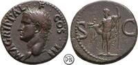 Agrippa (+ 12 v. Chr.) As Roma, unter Caligula, Kopf / Neptun, gutes Portrait, schöne Patina, -