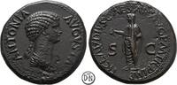 Antonia Minor (36 v.-37 n. Chr.) Dupondius span. Münzstätte, Büste / Claudius als Pontifex Maximus, sehr gutes Portrait, -