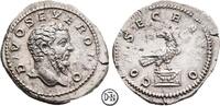 Divus Severus (+ 211) Denar Roma, unter Caracalla & Geta, Kopf / Adler auf Altar, gut ausgeprägt, selten, -