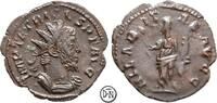 Tetricus I (271-274) Antoninianus Treveri, Büste / Hilaritas mit Zweig und Füllhorn, gutes Portrait, -