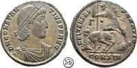 Constantius II (337-361) Maiorina Conbstantinopolis, Büste / Reitersturzszene, feine Details, attraktives Exemplar -