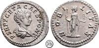 Geta Caesar (198-209) Denar Roma, Büste / Nobilitas mit Szepter und Statuette, herrlich zentriertes Exemplar -