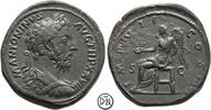Marcus Aurelius (161-180) Sesterz Roma, Büste / Victoria auf Thron, Markomannenkrieg, sehr seltene Büstenvariante, -