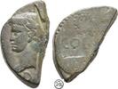 Augustus (27 v.-14 n. Chr.) Antik halbierter As (Semis) Colonia Nemausus, Agrippa & Augustus / Krokodil vor Palme, Kleingeldersatz, -