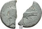 Augustus (27 v.-14 n. Chr.) Antik halbierter As (Semis) Colonia Nemausus, Agrippa & Augustus / Krokodil vor Palme, Kleingeldersatz, -