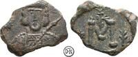 Tiberius III Apsimaros (698-705) Follis (40 Nummi) Syrakus, Büste / Wertzeichen, gutes Portrait, schöne grüne Patina, selten, -