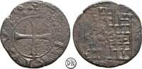 Kreuzfahrer: Königreich Zypern AE Denier-Teilstück Heinrich I von Lusignan (1218-1253), Kreuz / Stadttor, selten, -