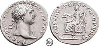 Trajan (98-117) Denar Roma, Büste / Aequitas mit Waage, gutes Portrait, -