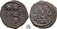 Iustinus II (565-578) Follis (40 Nummi) Constantinopolis, Iustin und Kaiserin Sophia / Wertzeichen, sehr gute Qualität, -