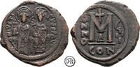 Iustinus II (565-578) Follis (40 Nummi) Constantinopolis, Iustin und Kaiserin Sophia / Wertzeichen, -
