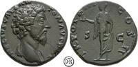 Marcus Aurelius Caesar (139-161) As Roma, Büste / Spes, herrliche tiefgrüne Patina, feines Portrait, -