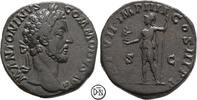 Commodus (177/180-192) Sesterz Rom, Kopf / Roma mit Victoria und Lanze, gutes Portrait, schöne Patina, -