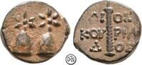 Dioskourias (Kolchis) Bronze ca. 105-90 v. Chr. Dioskurenkappen / Thyrsos, schöne Patina, VF