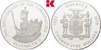 JAMAIKA 25 Dollars 1978. Auflage: 25.000 Exemplare. Elizabeth II, 1952-2022. Proof im Originaletui mit Zertifikat