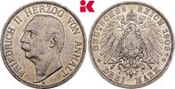 ANHALT 3 Mark 1909. Friedrich II., 1904-1918. Sehr sch&ouml;n-vorz&uuml;glich 145,00 EUR  Excl. 9,90 EUR Verzending