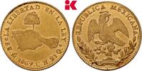 MEXIKO 8 Escudos 1869 MO, Mexiko-Stadt Republik, 1823-1864. VF-EF