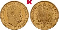 PREUSSEN 20 Mark 1873 A. Wilhelm I., 1861-1888. Vorz&uuml;glich-Stempelglanz 1095,00 EUR  Excl. 9,90 EUR Verzending