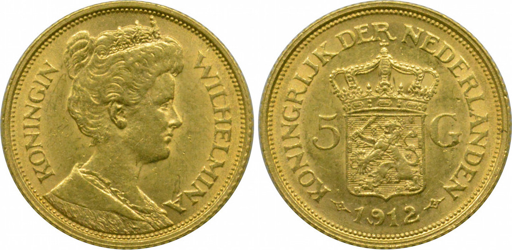 Niederlande 5 Gulden 1912 Wilhelmina EF | MA-Shops