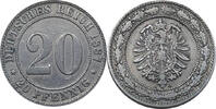 Kaiserreich Kleinmünzen 20 Pfennig 1887 A Kursmünze ss 10,00 EUR  Excl. 10,80 EUR Verzending
