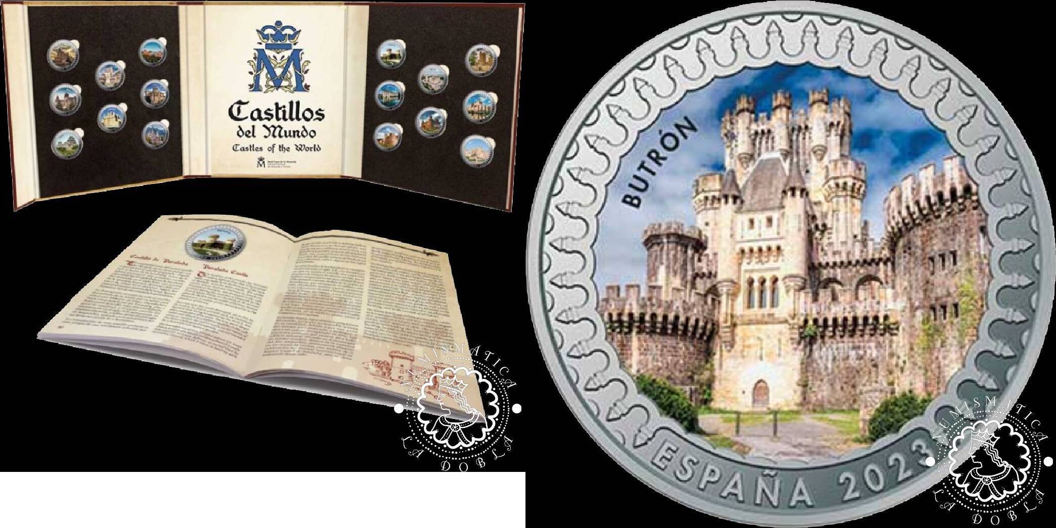 España 16 x 1.50 EUROS 2023 - Felipe VI - Coin set - CASTLES OF THE WORLD - SPAIN Colored