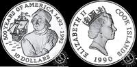 Cook Islands 10 DOLLARS 1990 10 DOLLARS - Christopher Columbus Proof 20,00 EUR  Excl. 10,00 EUR Verzending