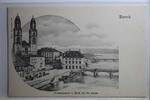 AK Zürich Grossmünster u. Blick auf die Alpen ungebraucht -