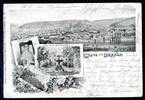 AK Lörrach Röttler Schloss, Schulhaus und Springbrunnen 1899 gebraucht -