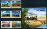 Guinea Guinea 1659-1664 + Bl 512 postfrisch Eisenbahn MiNr. 1659-1664 + Bl 512 postfrisch Eisenbahn -