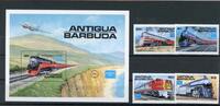 Antigua Barbuda Antigua Barbuda 944-947, Block 110 postfrisch Eisenbahn MiNr. 944-947, Block 110 postfrisch Eisenbahn -