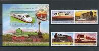 Guinea Guinea 1076-1079, Block 186 postfrisch Eisenbahn MiNr. 1076-1079, Block 186 postfrisch Eisenbahn -