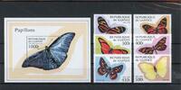 Guinea Guinea 1716-1721, Block 518 postfrisch Schmetterling MiNr. 1716-1721, Block 518 postfrisch Schmetterling -