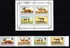 Burkina Faso Burkina Faso 1298-1301 und Block 139 postfrisch Wildtiere MiNr. 1298-1301 und Block 139 postfrisch Wildtiere -