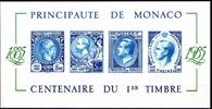 Monaco Monaco Block 31 postfrisch ungezähnt auf Kartonpapier ohne Aufdruck MiNr. Block 31 postfrisch ungezähnt auf Kartonpapier ohne Au -