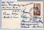 Berlin 132 auf Postkarte als Einzelfrankatur vom Ersttag -