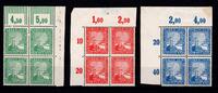   Deutsches Reich Deutsches Reich 372-374 postfrisch als 4er Block mit Haftstelle im Rand MiNr. 372-374 postfrisch als 4er Block mit Haftstelle i...