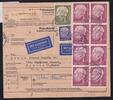 BRD Bund 196 u.a. auf Paketkarte Ausland in Mischfrankatur -