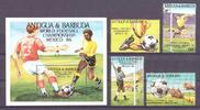 Antigua und Barbuda Antigua und Barbuda 925-929 + Bl 106 postfrisch Fußball WM 86 MiNr. 925-929 + Bl 106 postfrisch Fußball WM 86 -