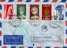   Saarland 368, 371-72 u.a. auf Brief als Mischfrankatur Luftpost  10,00 EUR  Excl. 1,50 EUR Verzending