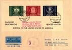   &Ouml;sterreich 943-945 als Ganzsache Vignettenblock nach New York  12,00 EUR  Excl. 1,50 EUR Verzending